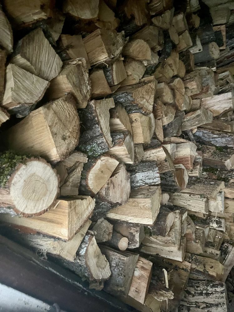 Close-up of split oak firewood from our stock